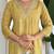 Yellow pure muslin heavy thread embroidery work with digital print kurta pant set