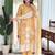 Mustard pure muslin heavy thread embroidery work with digital print kurta pant set