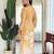 Mustard pure muslin heavy thread embroidery work with digital print kurta pant set