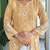 Mustard pure muslin heavy thread embroidery work with digital print kurta pant set
