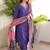Purple viscose chanderi heavy thread embroidery work with jacquard dupatta kurta pant set