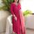 Rani pink viscose chanderi heavy thread embroidery work with jacquard dupatta kurta pant set