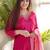 Rani pink viscose chanderi heavy thread embroidery work with jacquard dupatta kurta pant set