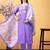 Lavender rayon heavy thread embroidery work with printed dupatta kurta pant set