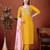 Yellow rayon heavy thread embroidery work with printed dupatta kurta pant set