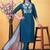 Blue rayon heavy thread embroidery work with printed dupatta kurta pant set