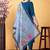 Blue rayon heavy thread embroidery work with printed dupatta kurta pant set