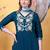 Blue rayon heavy thread embroidery work with printed dupatta kurta pant set