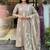 Beige cotton heavy thread embroidery work kurta pant set
