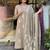 Beige cotton heavy thread embroidery work kurta pant set