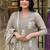Beige cotton heavy thread embroidery work kurta pant set