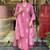 Pink cotton heavy thread embroidery work kurta pant set
