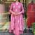 Pink cotton heavy thread embroidery work kurta pant set