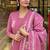 Pink cotton heavy thread embroidery work kurta pant set