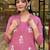 Pink cotton heavy thread embroidery work kurta pant set