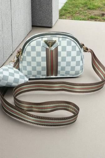 Trendy Checkered Sling Bag for Women | Stylish Crossbody PU Bag |
