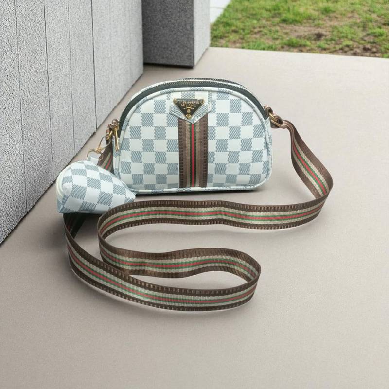 Trendy Checkered Sling Bag for Women | Stylish Crossbody PU Bag |