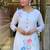 White pure linen printed kurta pant set