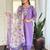 Lavender rayon heavy thread embroidery work with printed dupatta kurta pant set