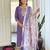 Lavender rayon heavy thread embroidery work with printed dupatta kurta pant set