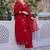 Red chanderi silk heavy thread embroidery work kurta pant set