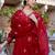 Red chanderi silk heavy thread embroidery work kurta pant set