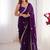 Violet chiffon lace work party wear saree