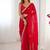 Red chiffon lace work party wear saree