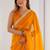 Yellow chiffon lace work party wear saree