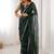 Green chiffon lace work party wear saree