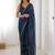 Blue chiffon lace work party wear saree