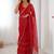 Red chiffon lace work party wear saree
