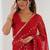 Red chiffon lace work party wear saree