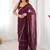Wine chiffon lace work party wear saree