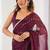 Wine chiffon lace work party wear saree