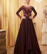 Brown Georgette Embroidered Wedding Wear Designer Anarkali Suit