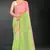 Peach & parrot green color hot fix siroski work crunchy pedding silk blend saree with banglori silk blouse