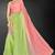 Peach & parrot green color hot fix siroski work crunchy pedding silk blend saree with banglori silk blouse