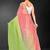 Peach & parrot green color hot fix siroski work crunchy pedding silk blend saree with banglori silk blouse