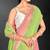 Peach & parrot green color hot fix siroski work crunchy pedding silk blend saree with banglori silk blouse
