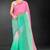 Pink & sea green color hot fix siroski work crunchy pedding silk blend saree with banglori silk blouse