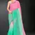 Pink & sea green color hot fix siroski work crunchy pedding silk blend saree with banglori silk blouse