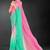 Pink & sea green color hot fix siroski work crunchy pedding silk blend saree with banglori silk blouse