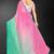 Pink & sea green color hot fix siroski work crunchy pedding silk blend saree with banglori silk blouse
