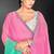 Pink & sea green color hot fix siroski work crunchy pedding silk blend saree with banglori silk blouse
