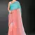 Peach & sky color hot fix siroski work crunchy pedding silk blend saree with banglori silk blouse