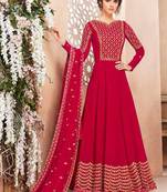Red Georgette Embroidered Wedding Wear Designer Anarkali Suit