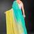 Sky & yellow color hot fix siroski work crunchy pedding silk blend saree with banglori silk blouse