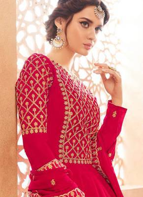 Red Georgette Embroidered Wedding Wear Designer Anarkali Suit 2