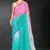 Pink & sky color hot fix siroski work crunchy pedding silk blend saree with banglori silk blouse